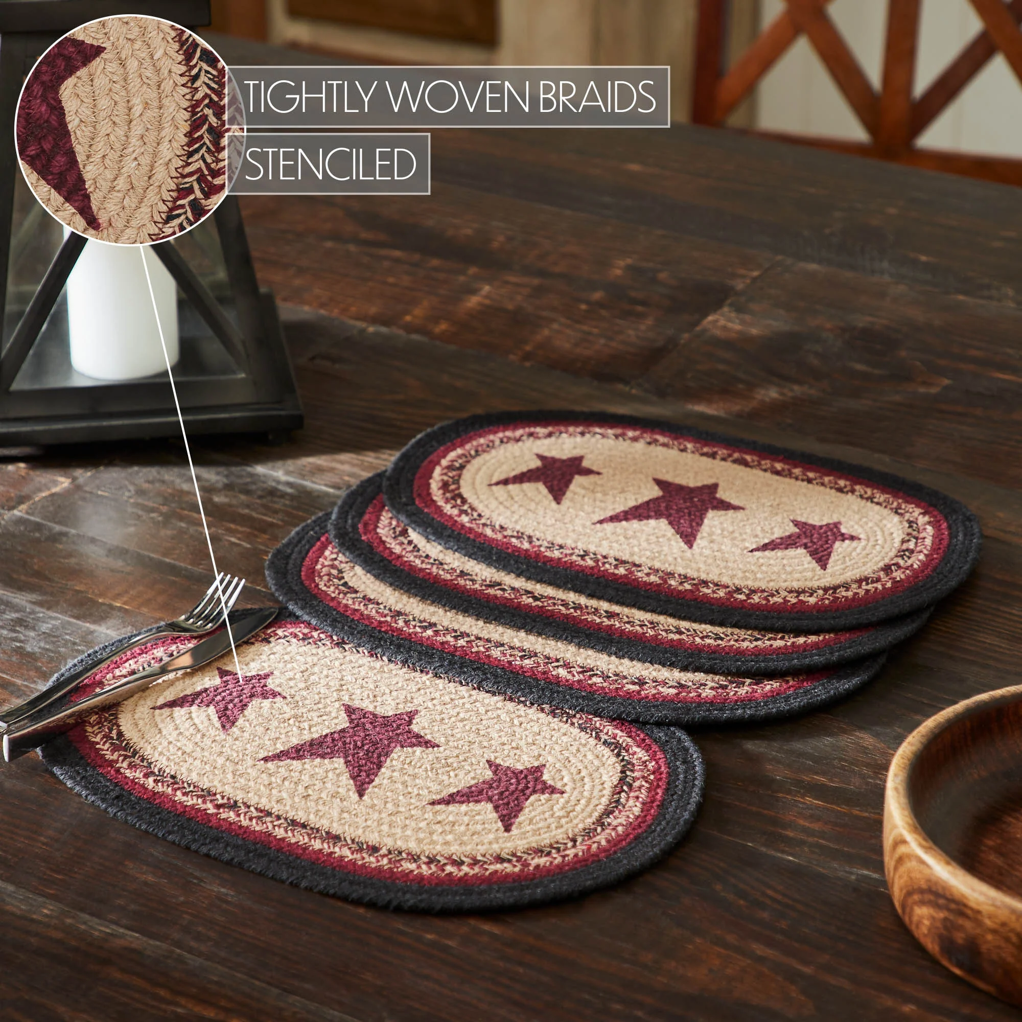 Set of 4 Connell Oval Stencil Stars Placemats - Image 3