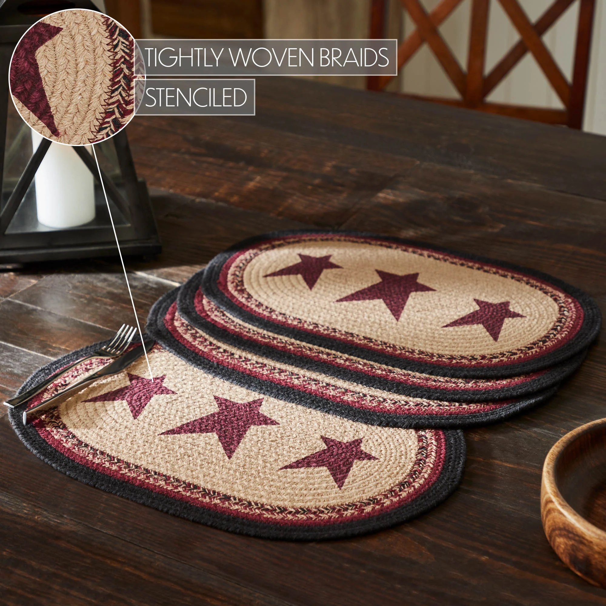 Set of 4 Connell Stencil Stars Oval Placemats - Image 2