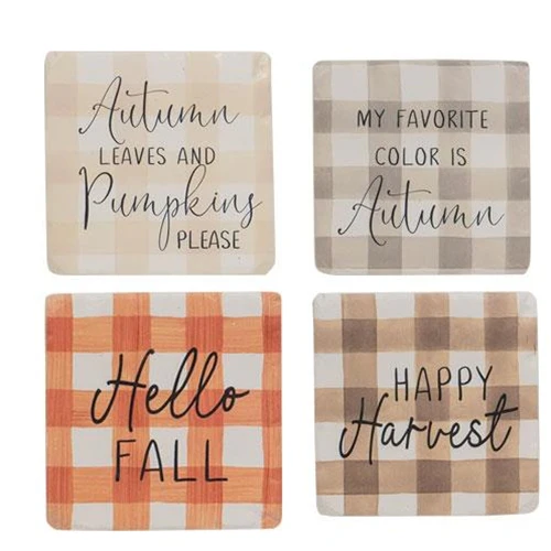 ๐ Set of 4 Fall Gingham Resin Coasters - Image 2