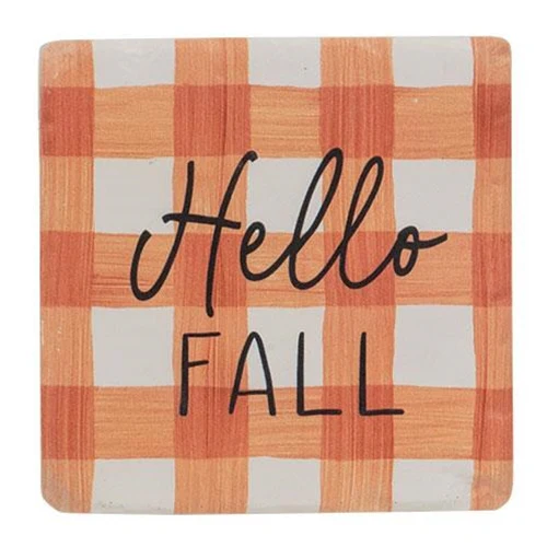 ๐ Set of 4 Fall Gingham Resin Coasters - Image 6
