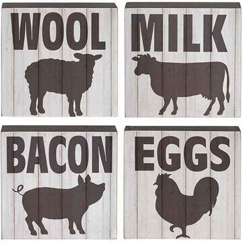 Set of 4 Farm Animal Silhouette Slat Look 7.75" Box Signs - Image 2