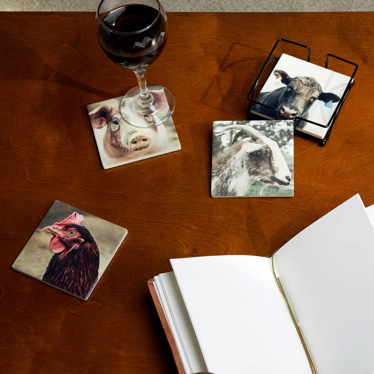 Surprise Me Sale 🤭 Set of 4 Farm Animals Coaster Set - Image 2