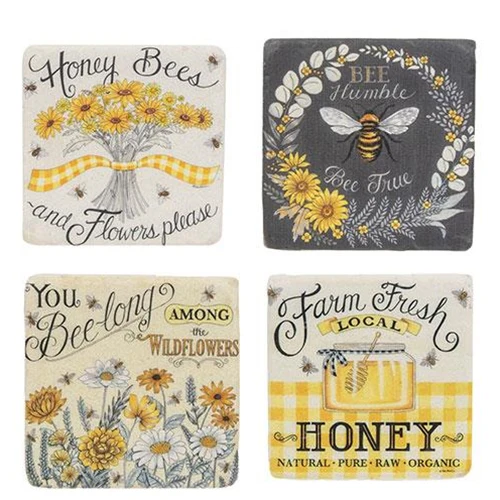 Set of 4 Farm Fresh Honey Resin Coasters - Image 2