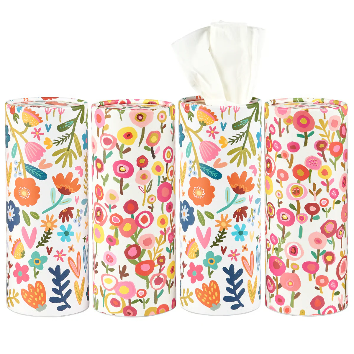 Set of 4 Floral Tissue Boxes with Tissues