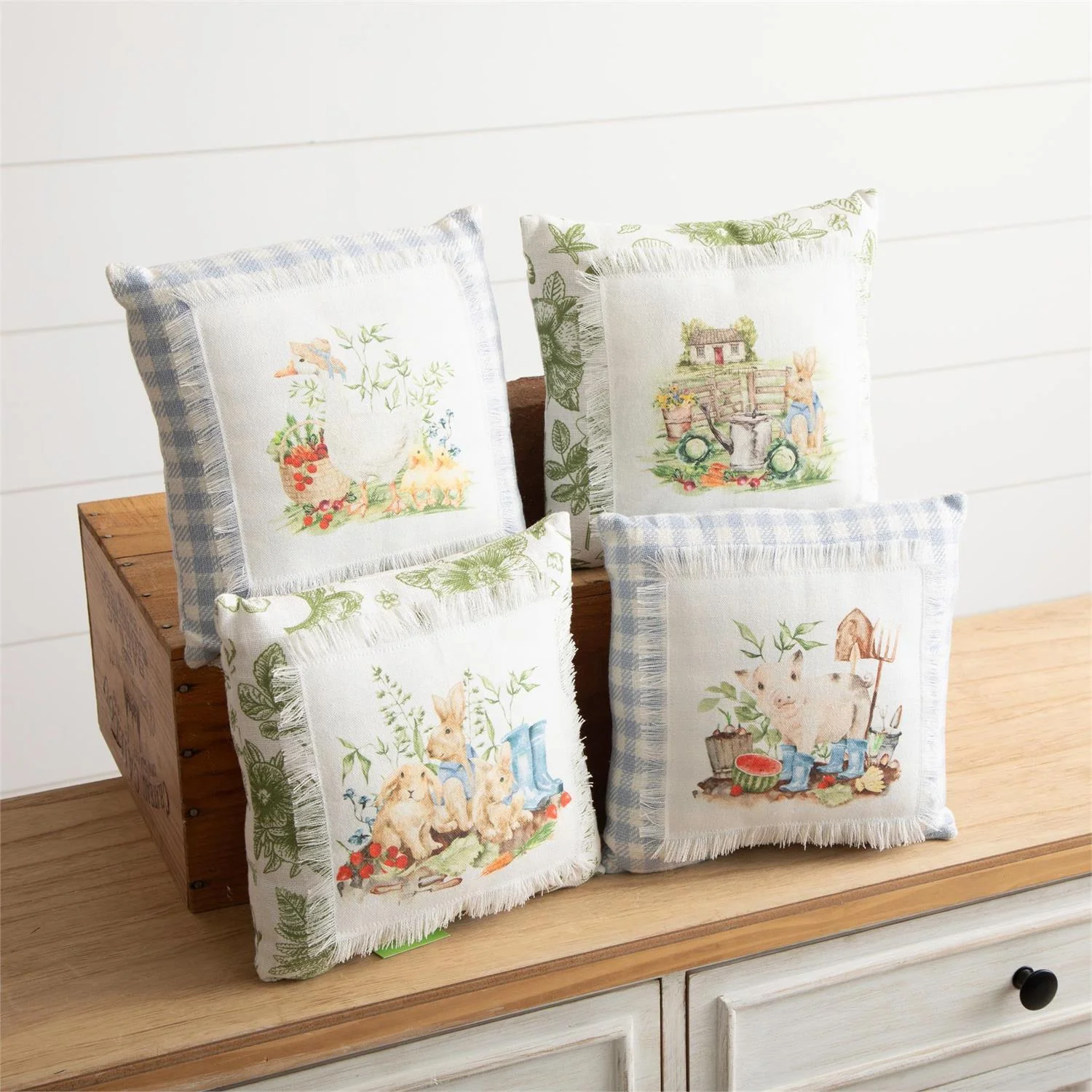 Set of 4 Garden Friends 10" Small Spring Accent Pillows - Image 2