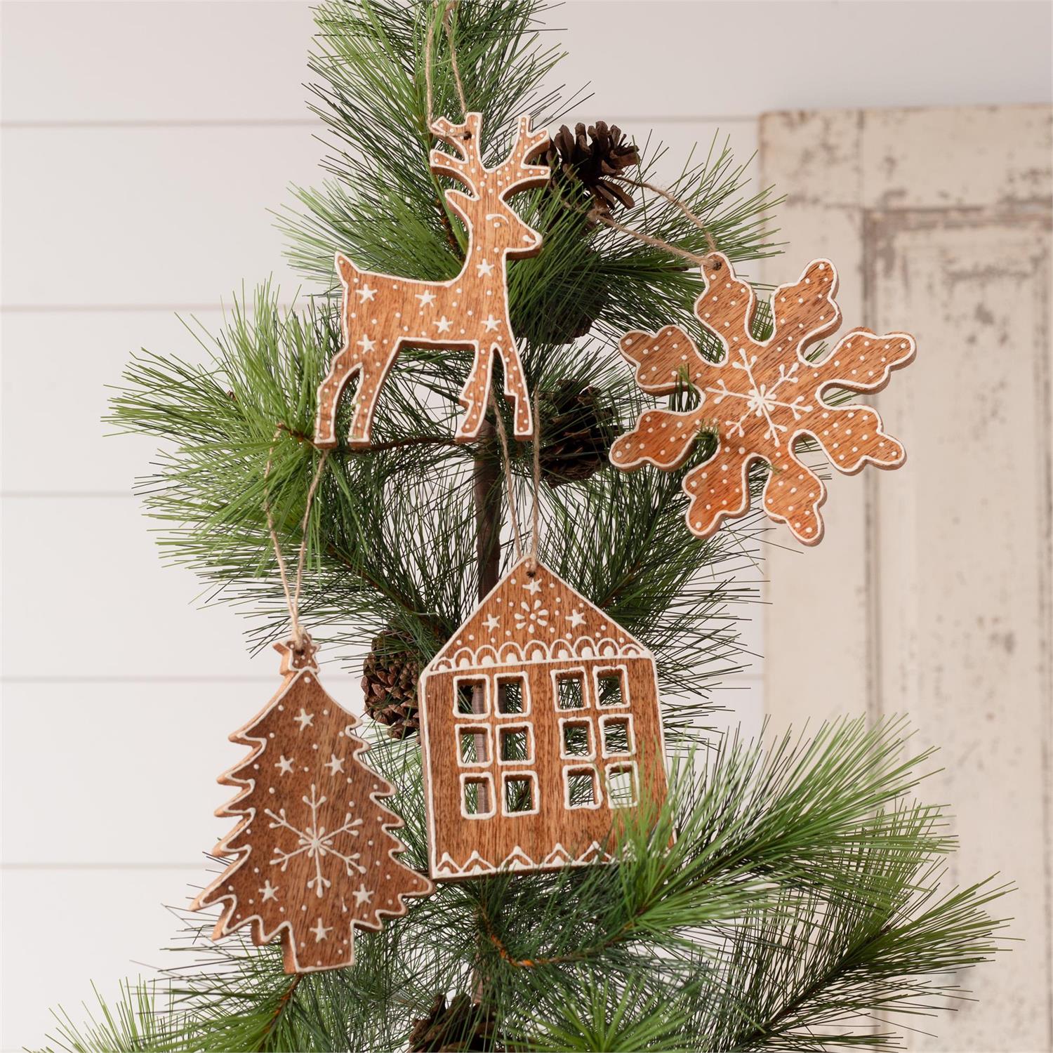 Set of 4 Gingerbread Cut Out Ornaments
