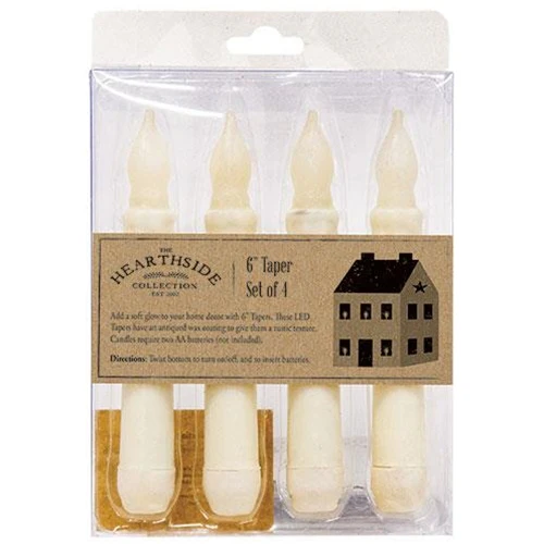 ๐ Set of 4 Ivory LED 6" Taper Candles