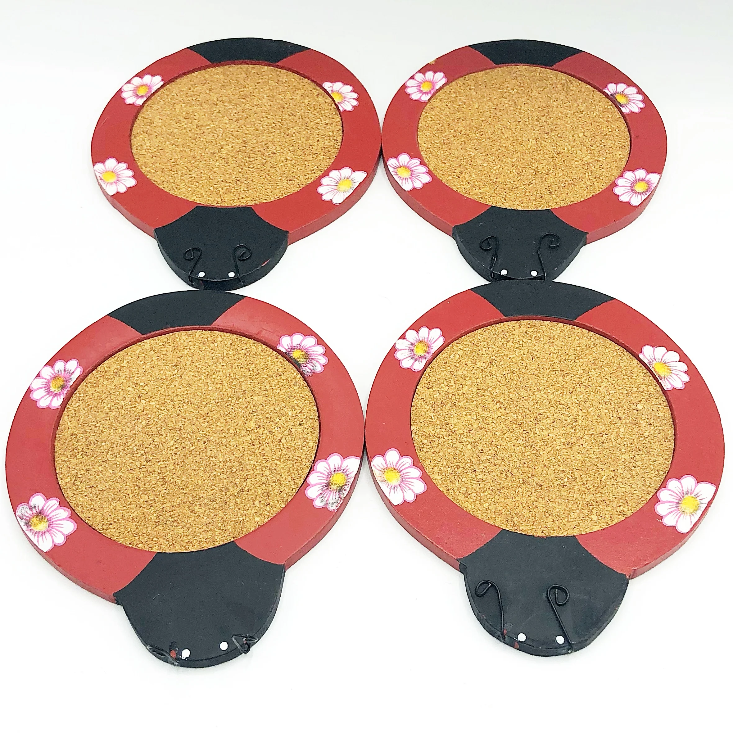 ๐ Set of 4 Ladybug Shaped Wooden Drink Coasters