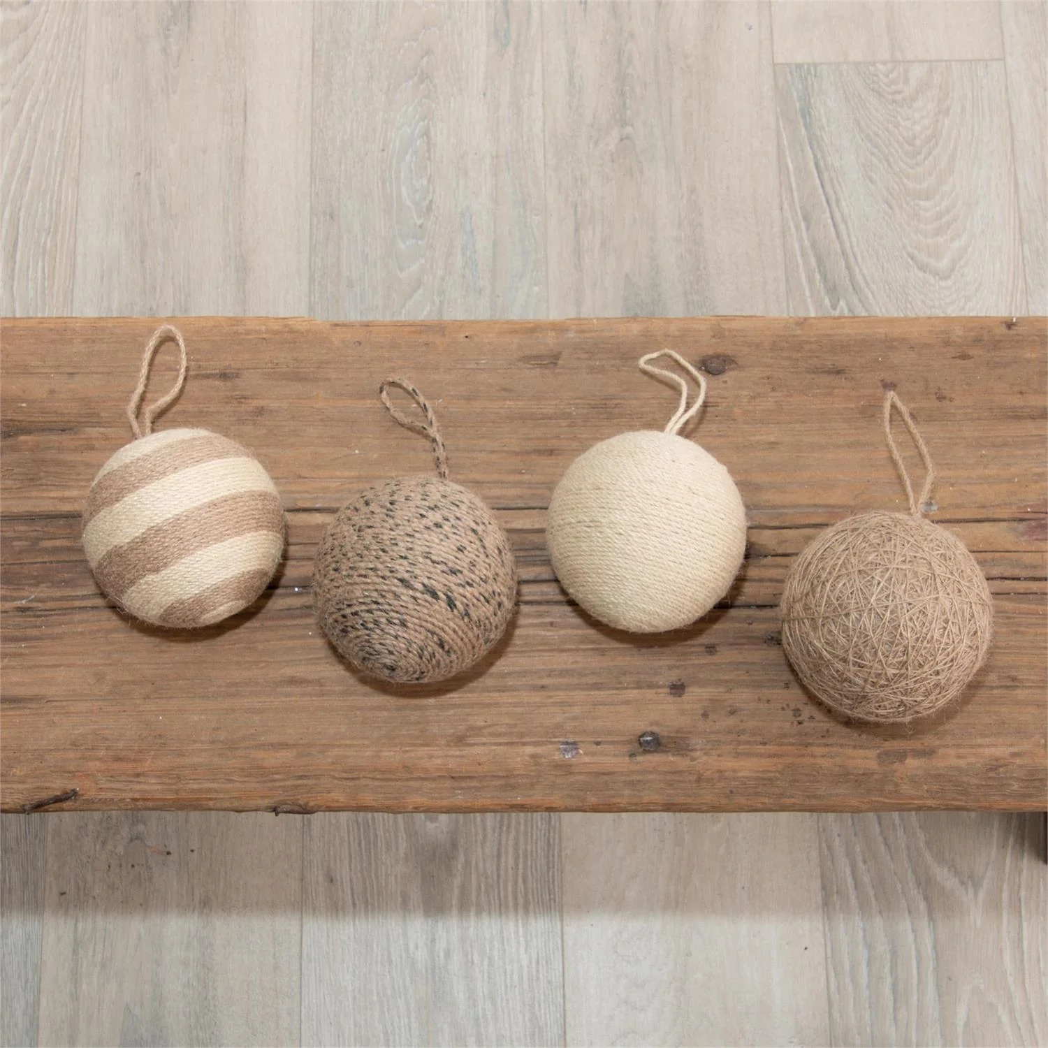 Set of 4 Natural Jute Ball Ornaments - Image 4