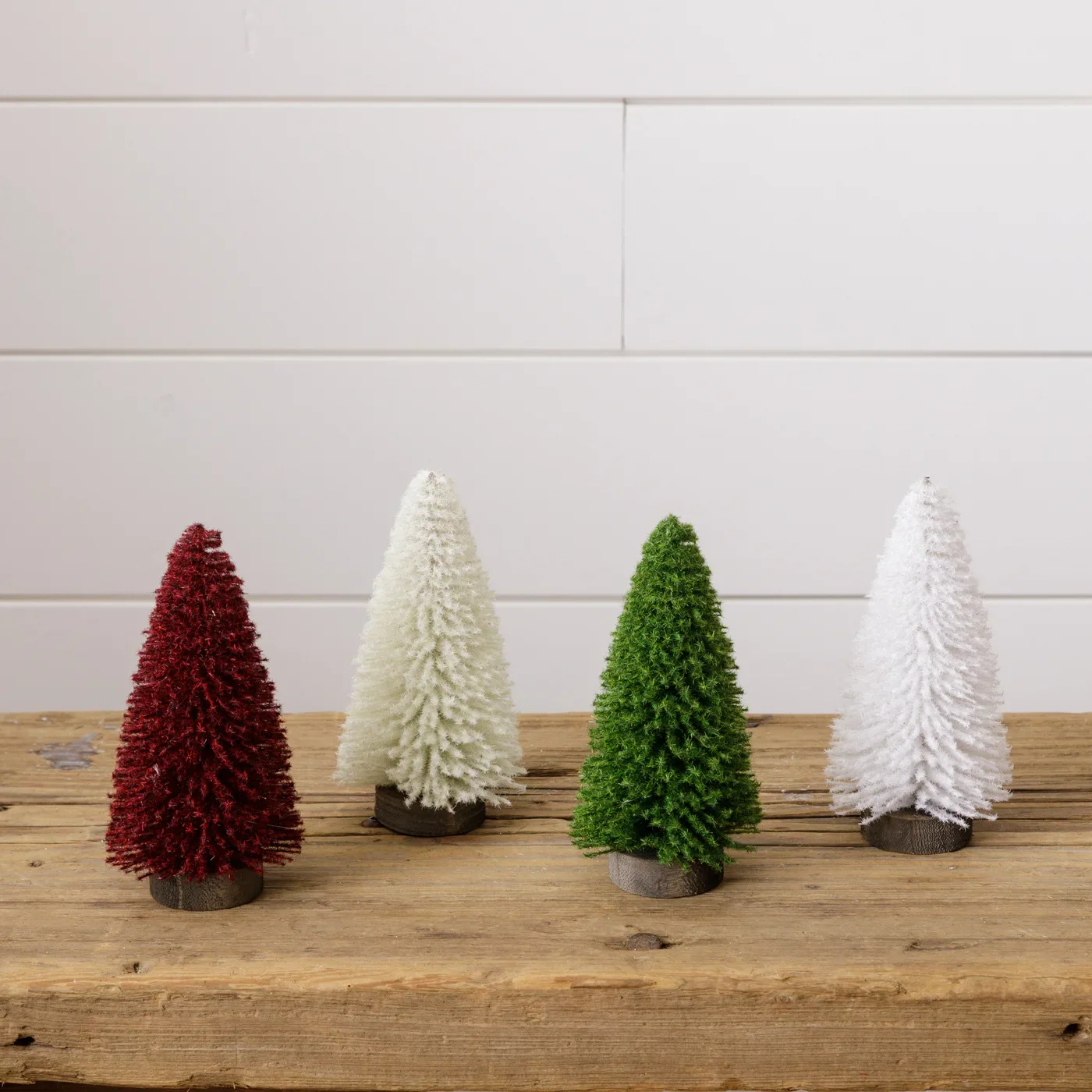 Set of 4 Nostalgic Colored Bottle Brush Trees 5" H