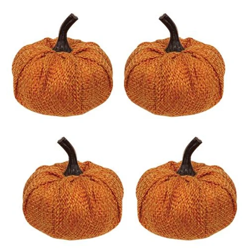 ๐ Set of 4 Orange Burlap 2.25" Pumpkins - Image 2