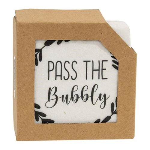 Set of 4 Pass The Bubbly Cocktail Resin Coasters - Image 3
