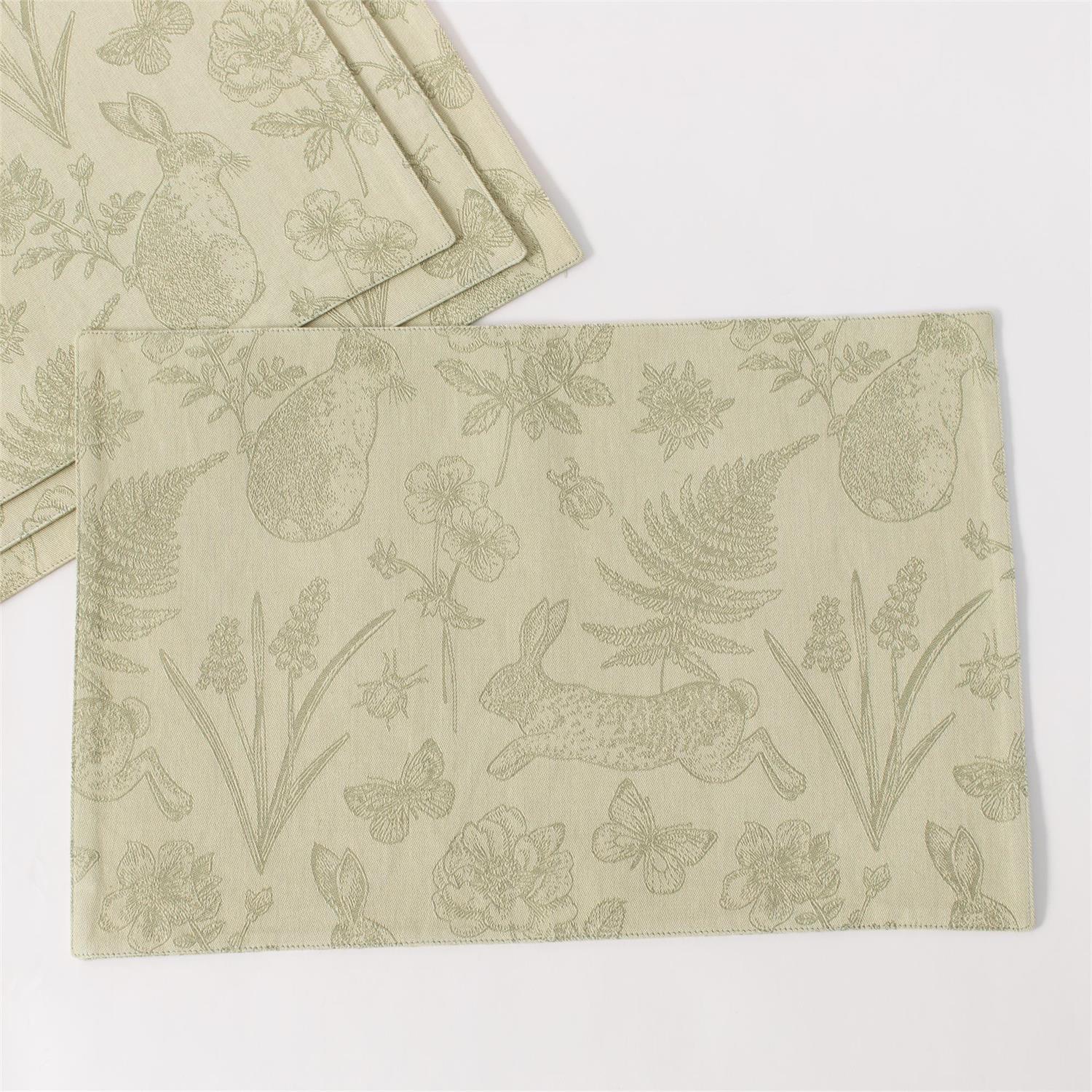 Set of 4 Rabbit And Fern Jacquard Placemats - Image 3
