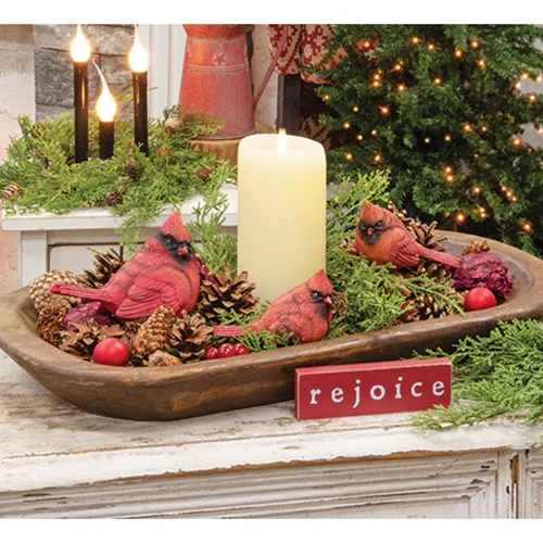 Set of 4 Red Cardinal Resin Figures - Image 2