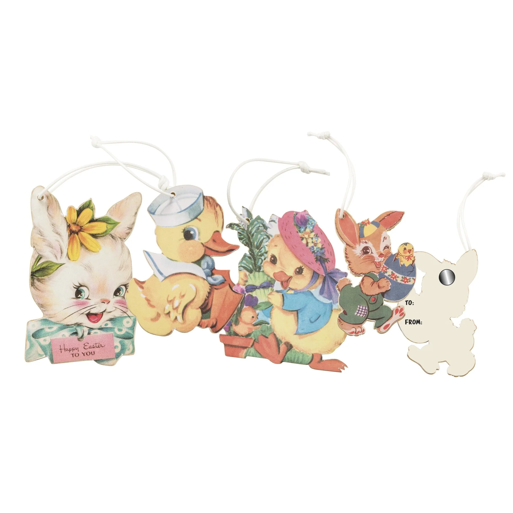 ๐ Set of 4 Retro Easter Ornament Set