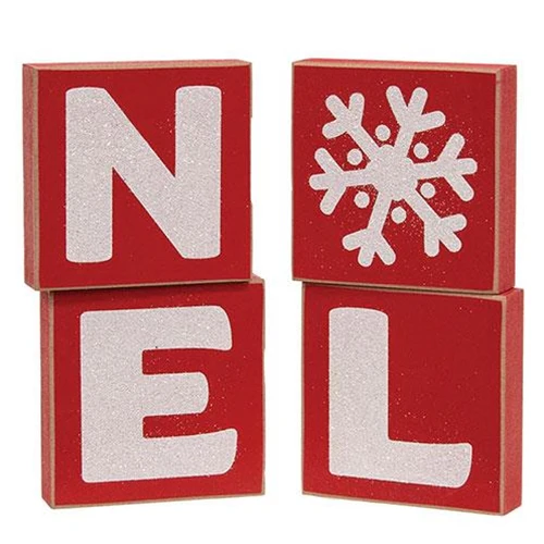 Set of 4 Sparkle NOEL 3" Word Christmas Blocks - Image 2