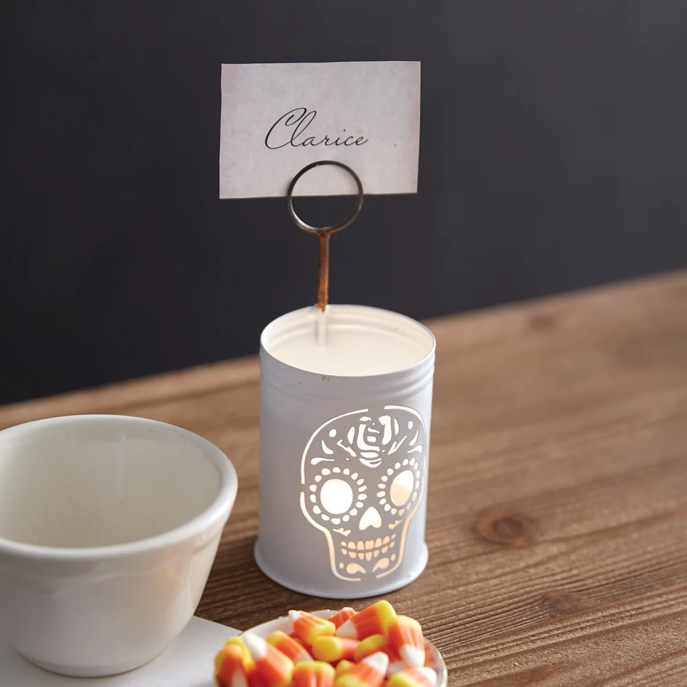 Set of 4 Sugar Skull Luminary Place Card Holders - Image 2