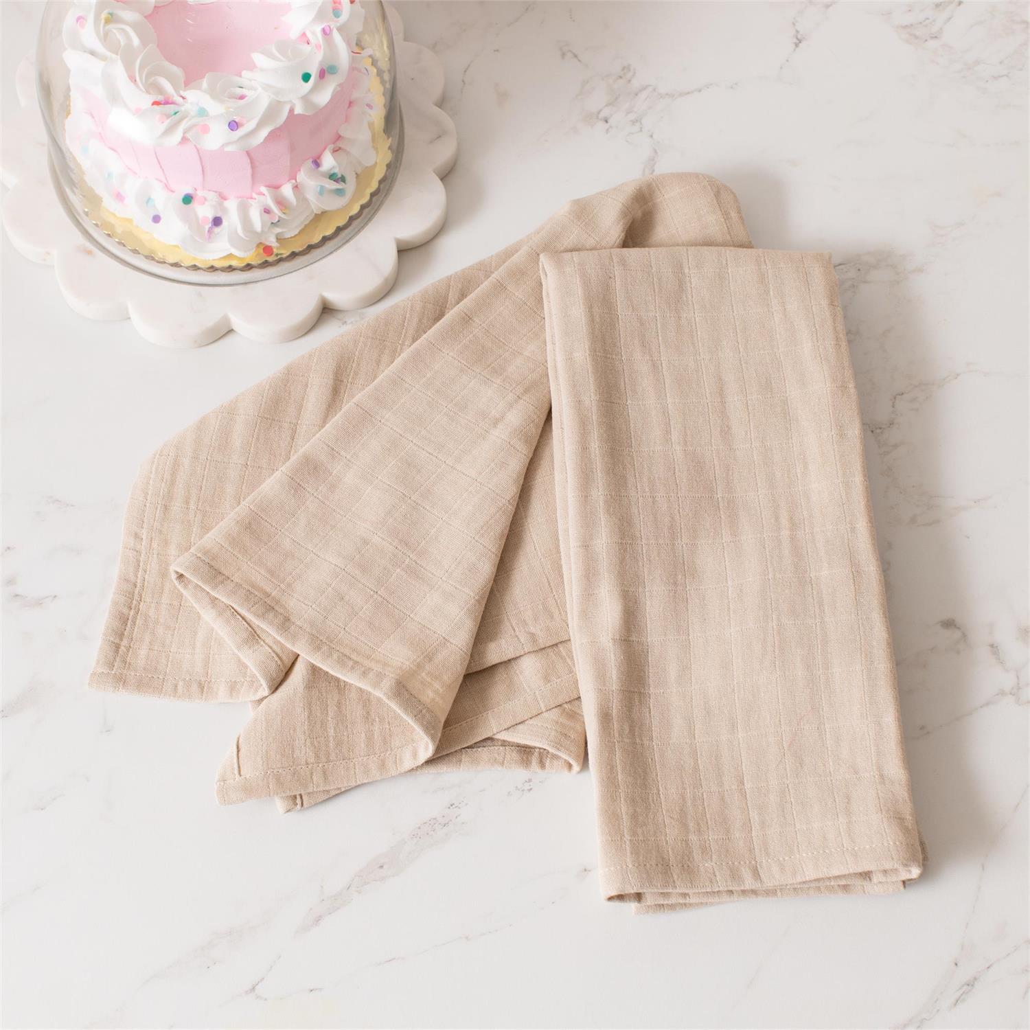 Set of 4 Tan Double Weave Napkins - Image 2