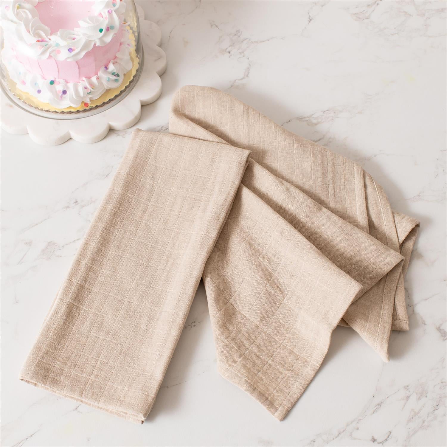 Set of 4 Tan Double Weave Napkins - Image 3