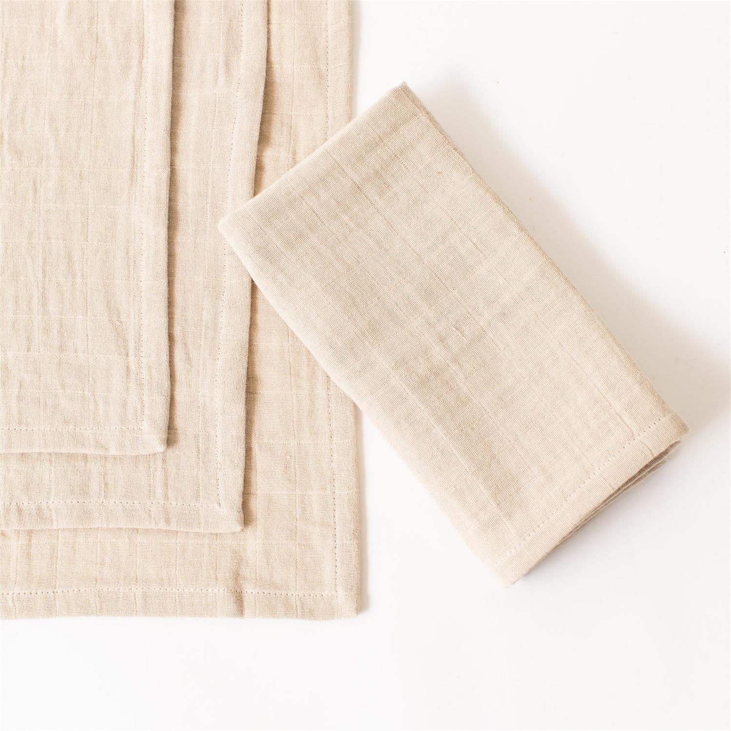 Set of 4 Tan Double Weave Napkins - Image 5