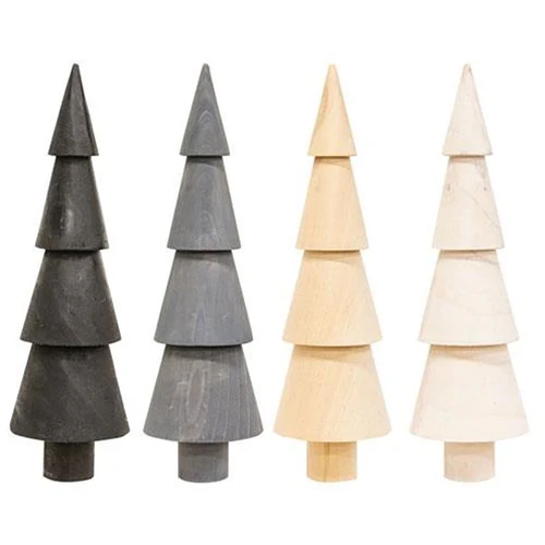 Set of 4 Wood Spindle Tree 12" H