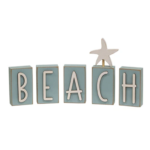 Set of 5 BEACH Wooden Word Blocks