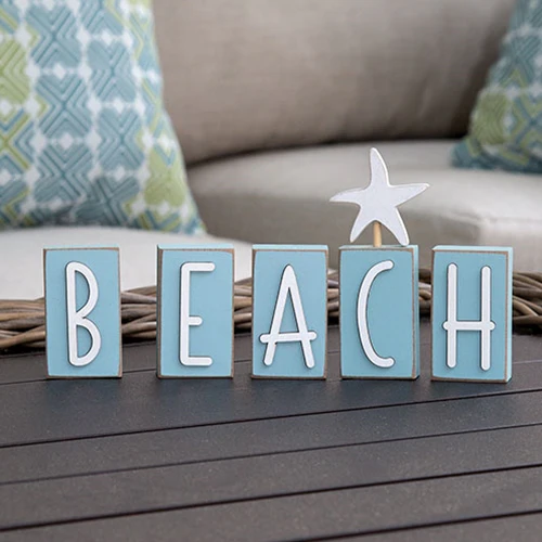 Set of 5 BEACH Wooden Word Blocks - Image 2
