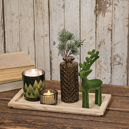 Set of 5 Christmas Tray Vignette with Deer Vase and Candle Holder - Image 2