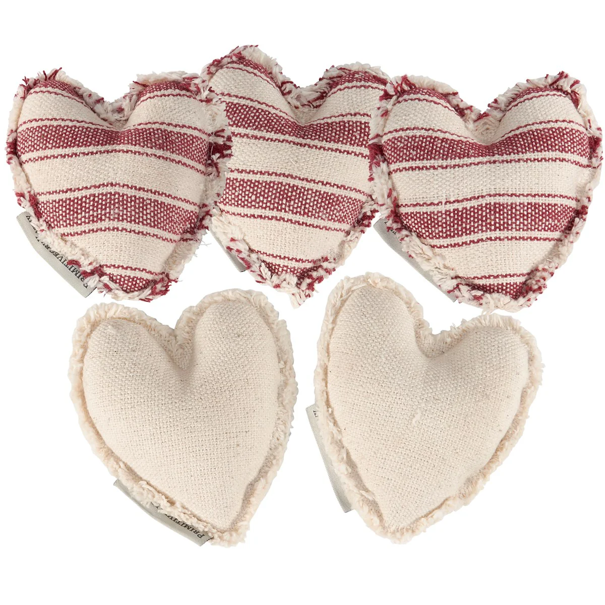 💙 Set of 5 Love and Stripes Fabric Decorative Hearts - Image 3