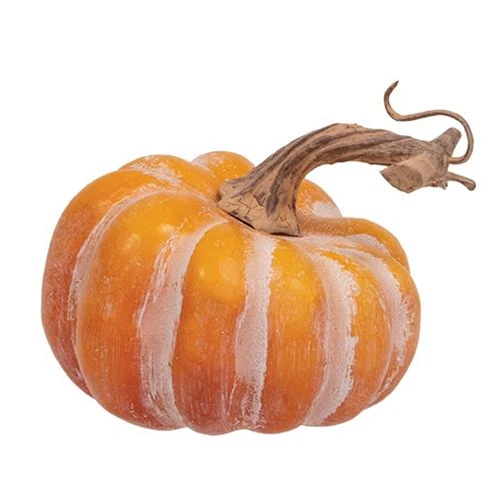 Set of 5 Orange Striped Decorative Pumpkins 3" H - Image 2