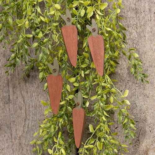 Set of 5 Primitive Wooden Carrot Ornaments - Image 2
