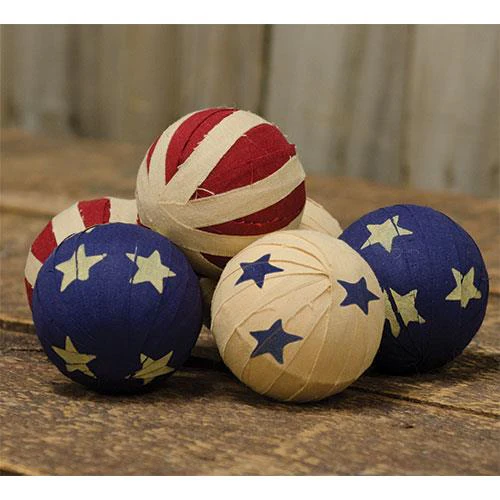 💙 Set of 6 Americana Rag Balls Bowl Fillers