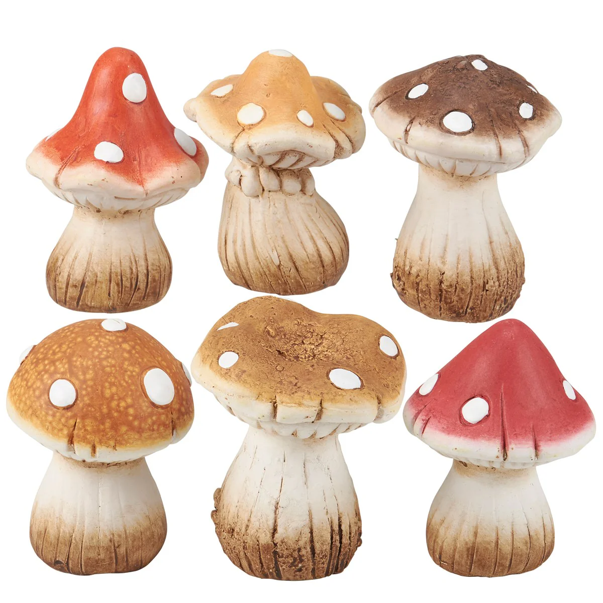 Surprise Me Sale 🤭 Set of 6 Assorted Mushrooms Figurines 4.25"
