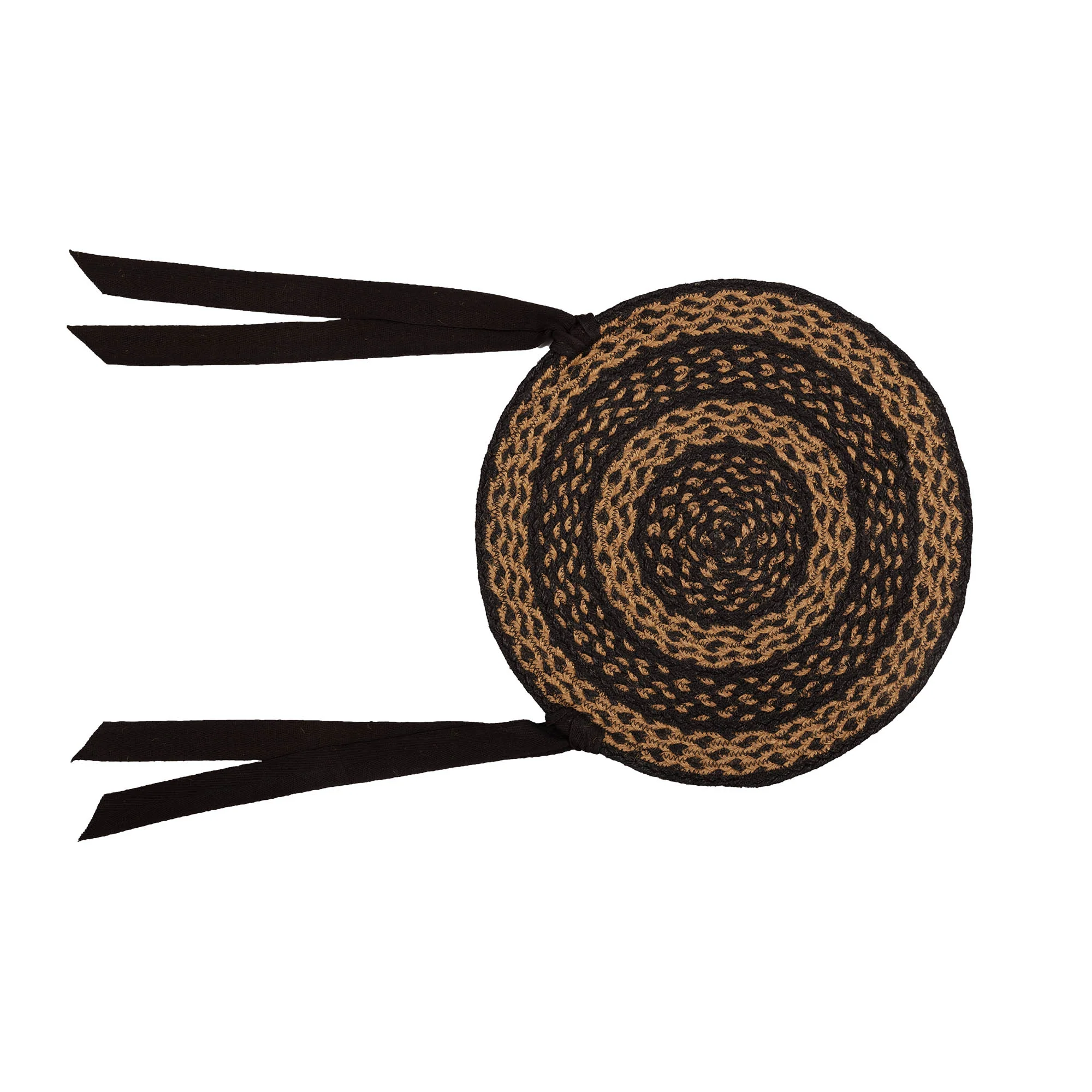 Set of 6 Black & Tan Jute Chair Pad 15 inch Diameter - Image 3