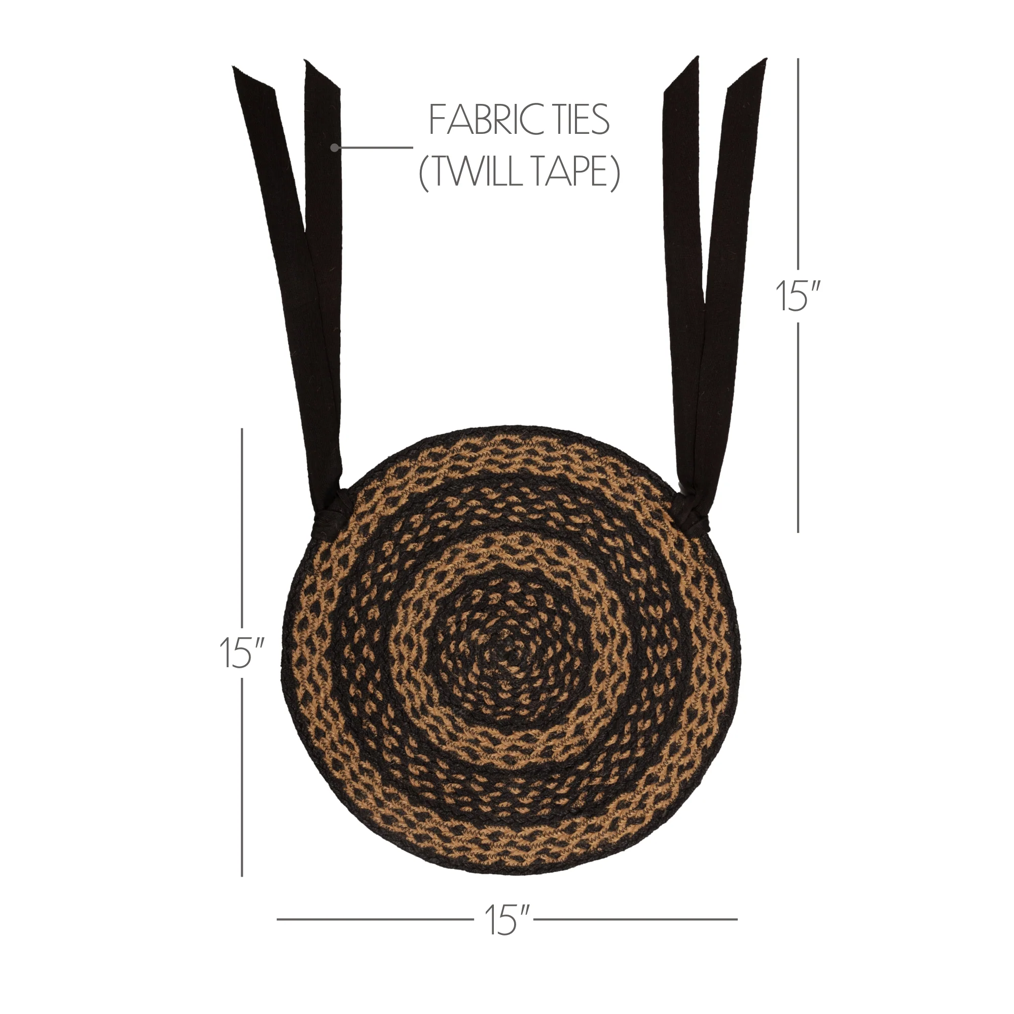 Set of 6 Black & Tan Jute Chair Pad 15 inch Diameter - Image 5