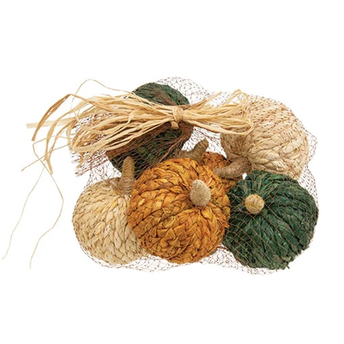 Set of 6 Braided Jute 3" Rustic Pumpkins - Image 2