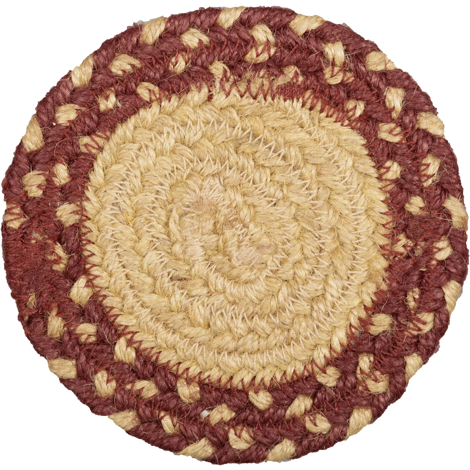 Set of 6 Burgundy Tan Jute Stencil Star Coasters - Image 4