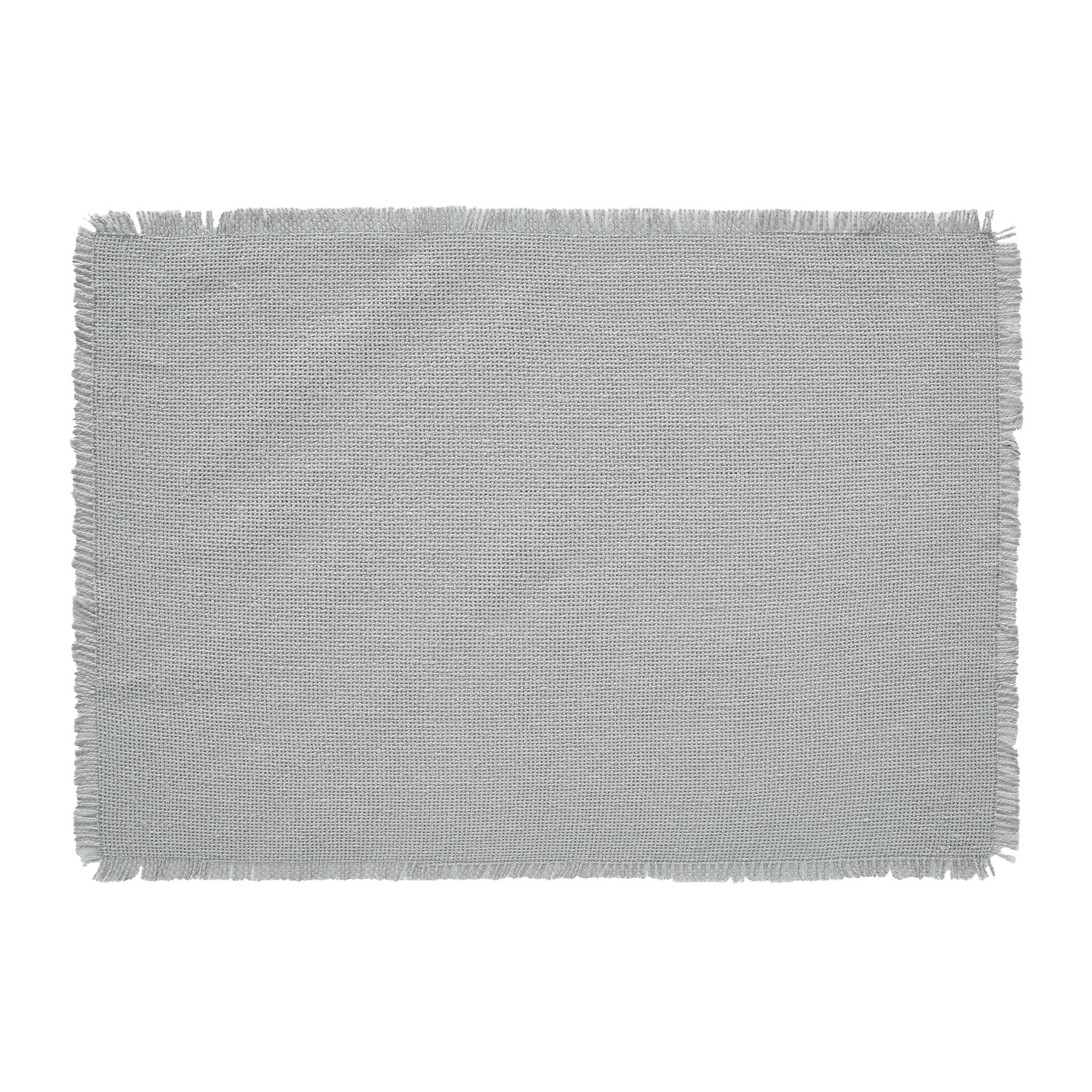 Set of 6 Burlap Dove Grey Fringed Placemats - Image 2