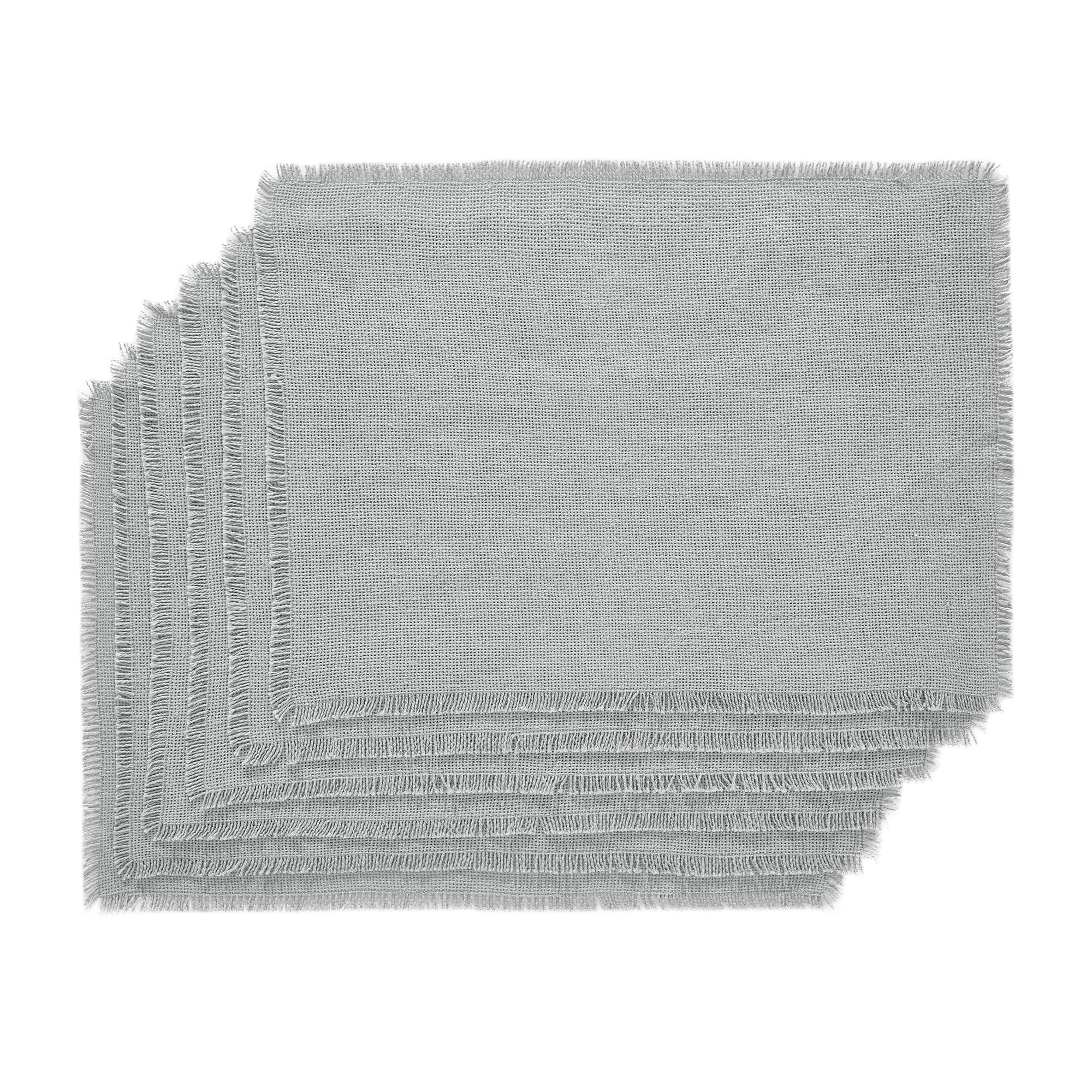 Set of 6 Burlap Dove Grey Fringed Placemats - Image 3
