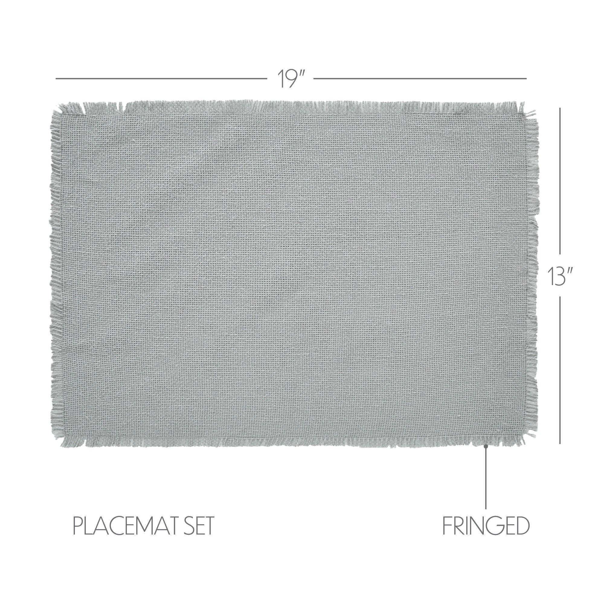 Set of 6 Burlap Dove Grey Fringed Placemats - Image 4