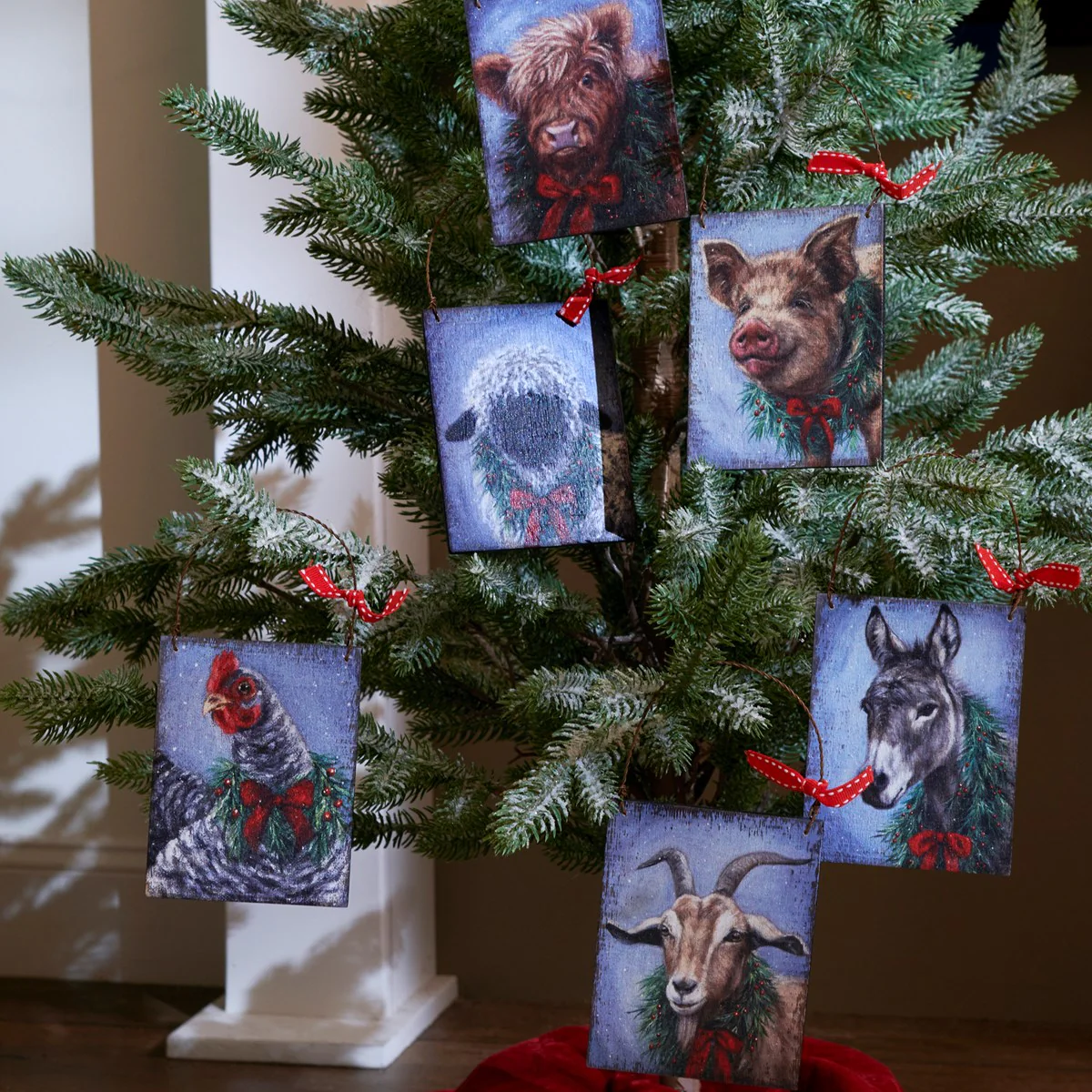 Set of 6 Christmas Farm Animal Ornaments - Image 2