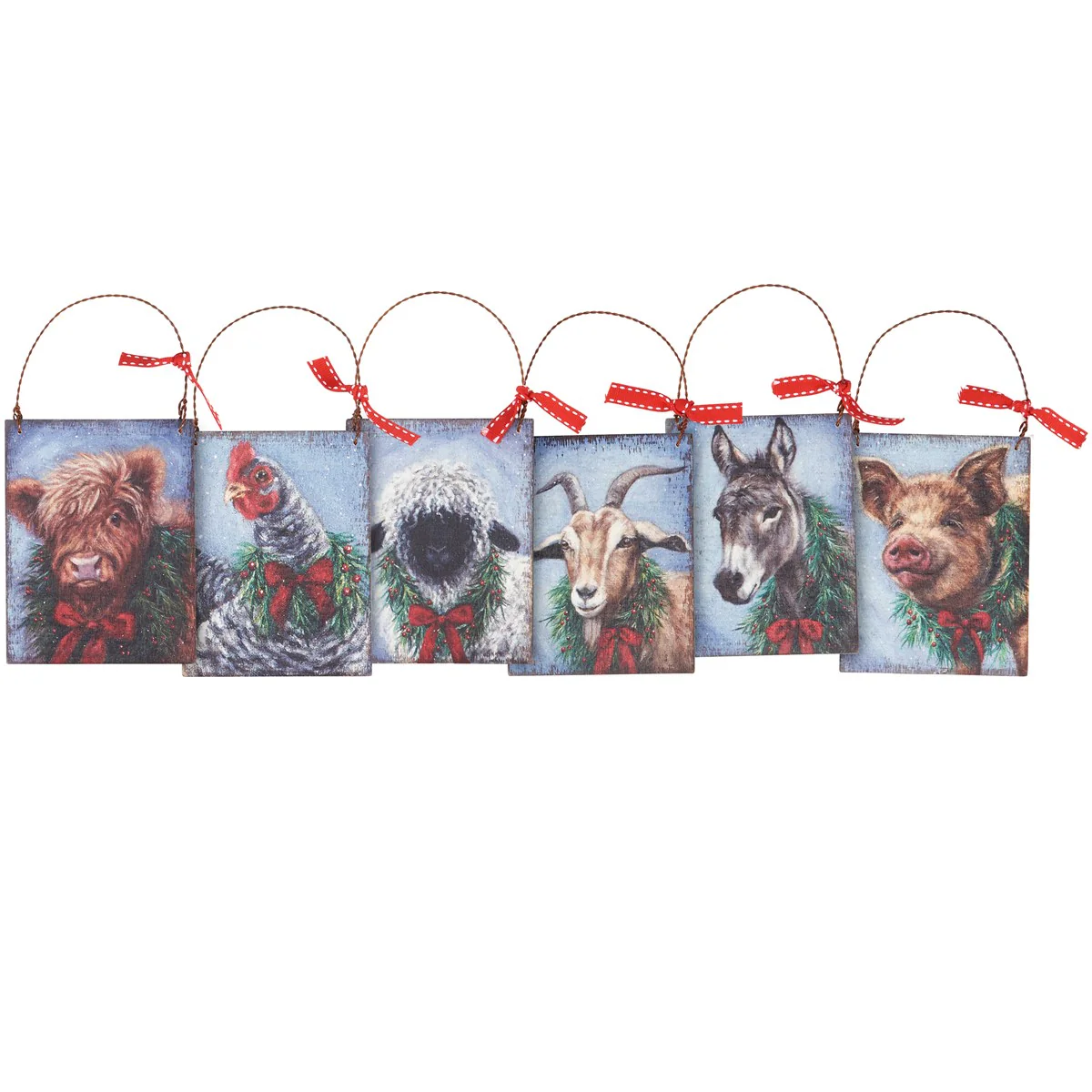 Set of 6 Christmas Farm Animal Ornaments - Image 4