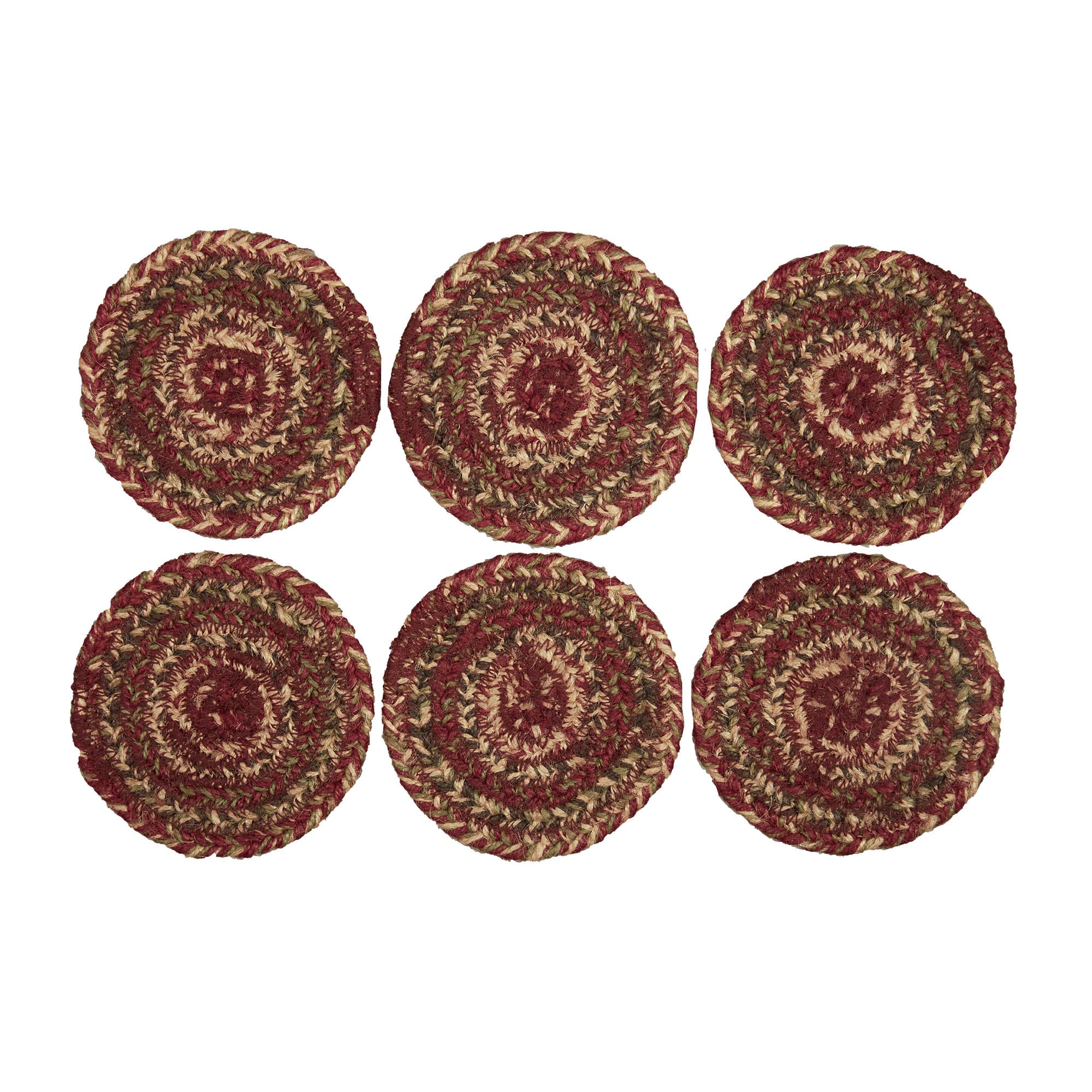 Set of 6 Cider Mill Burgundy Jute Coasters Set of 6 - Image 3