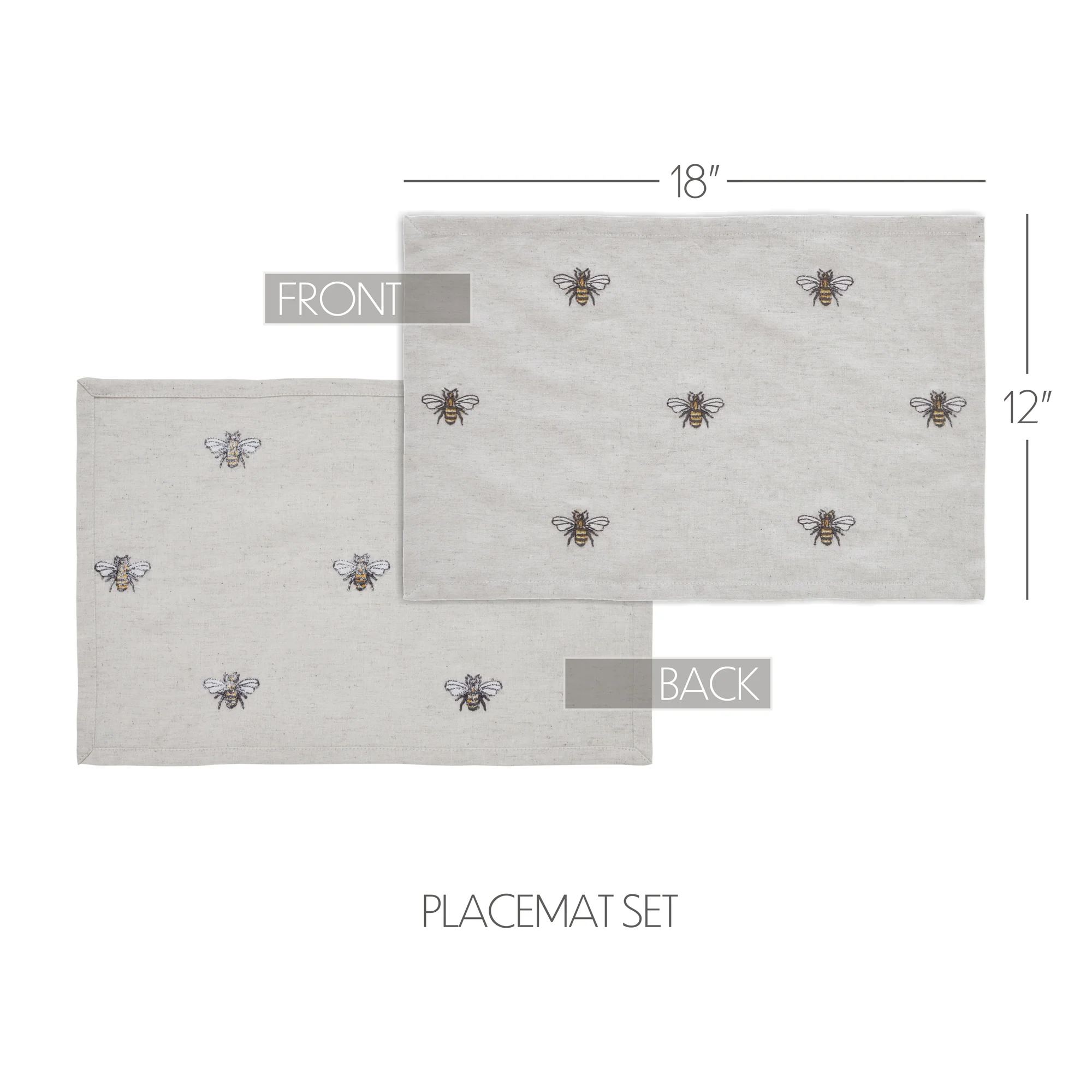 Set of 6 Embroidered Bee Placemats - Image 3