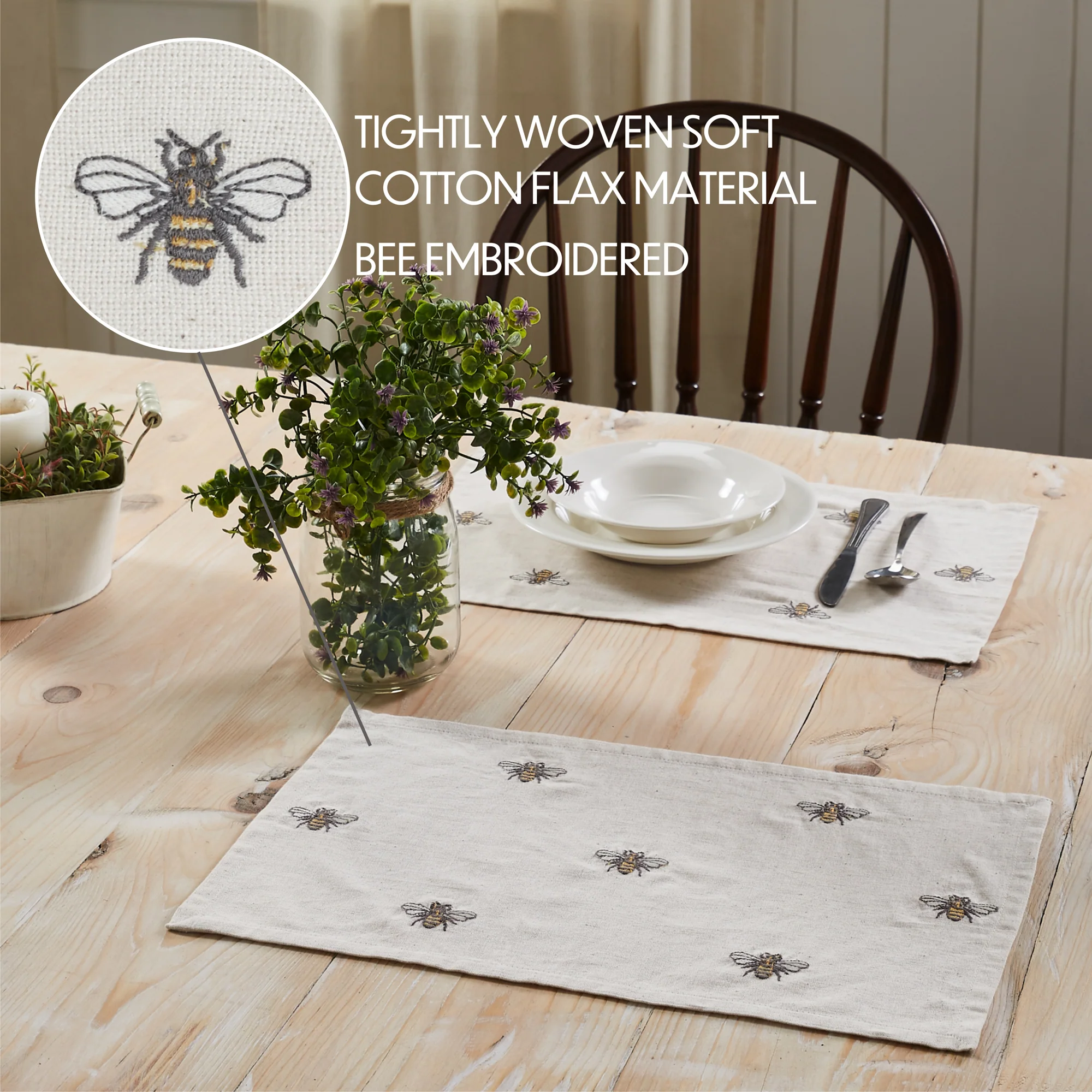 Set of 6 Embroidered Bee Placemats - Image 4