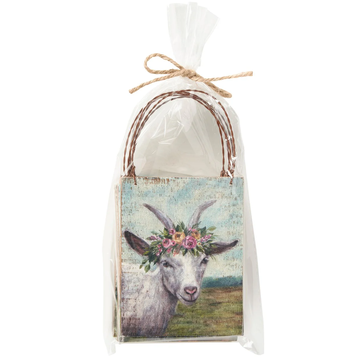 Set of 6 Farmhouse Animals With Floral Wreaths Ornament Set - Image 4