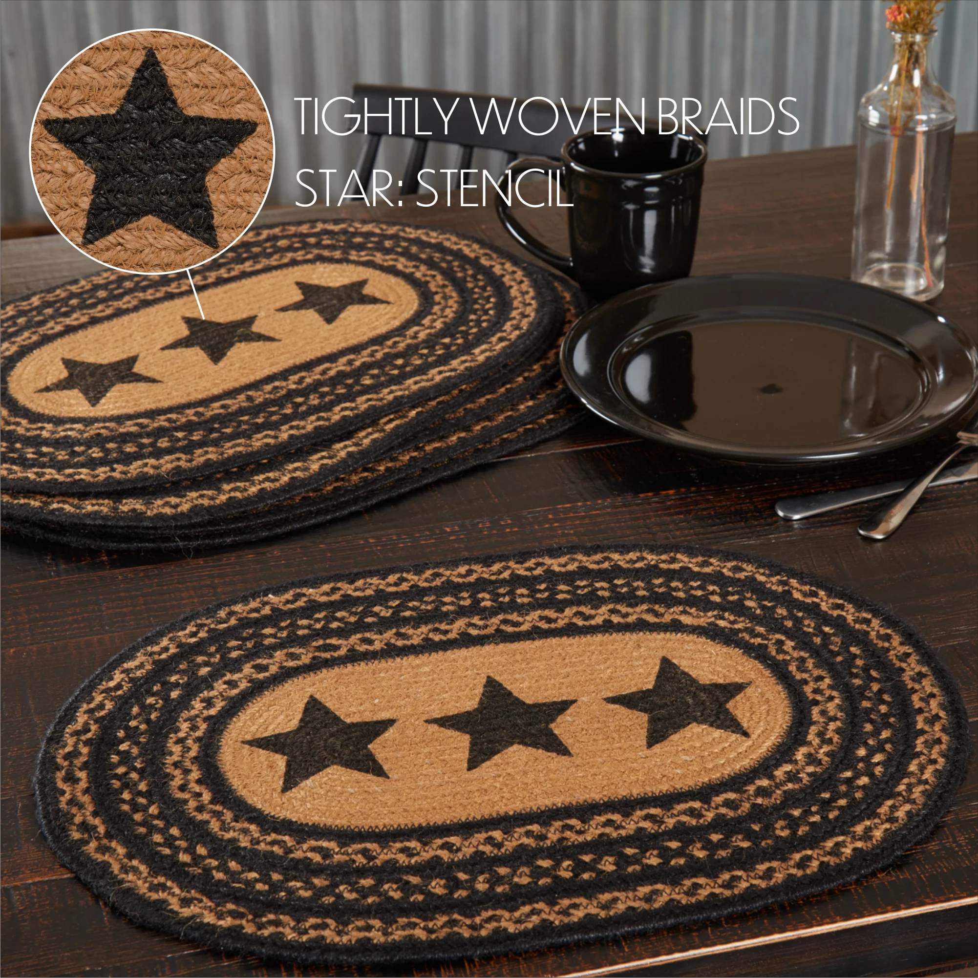 Set of 6 Farmhouse Jute Stencil Stars Placemat - Image 9