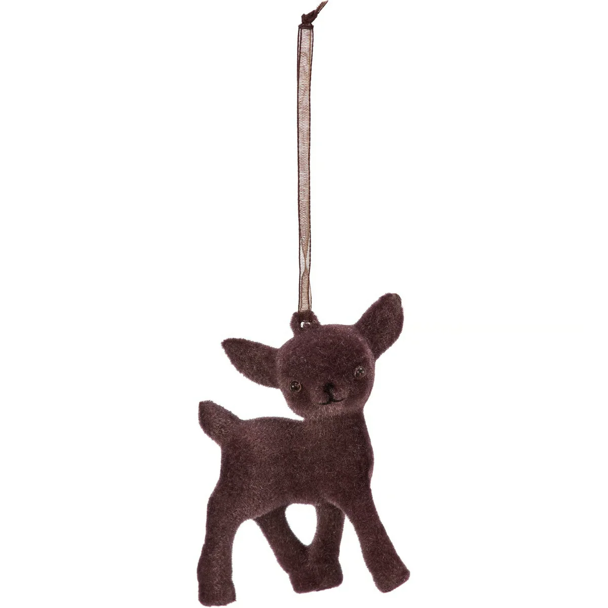 Set of 6 Flocked Deer Ornaments Three Shades - Image 6