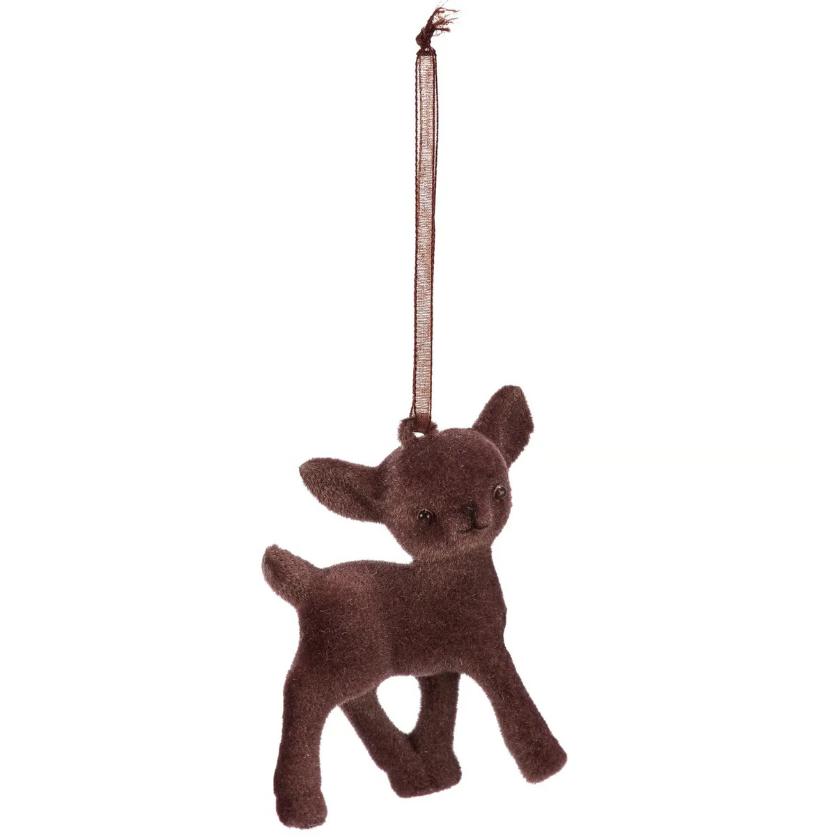 Set of 6 Flocked Deer Ornaments Three Shades - Image 7