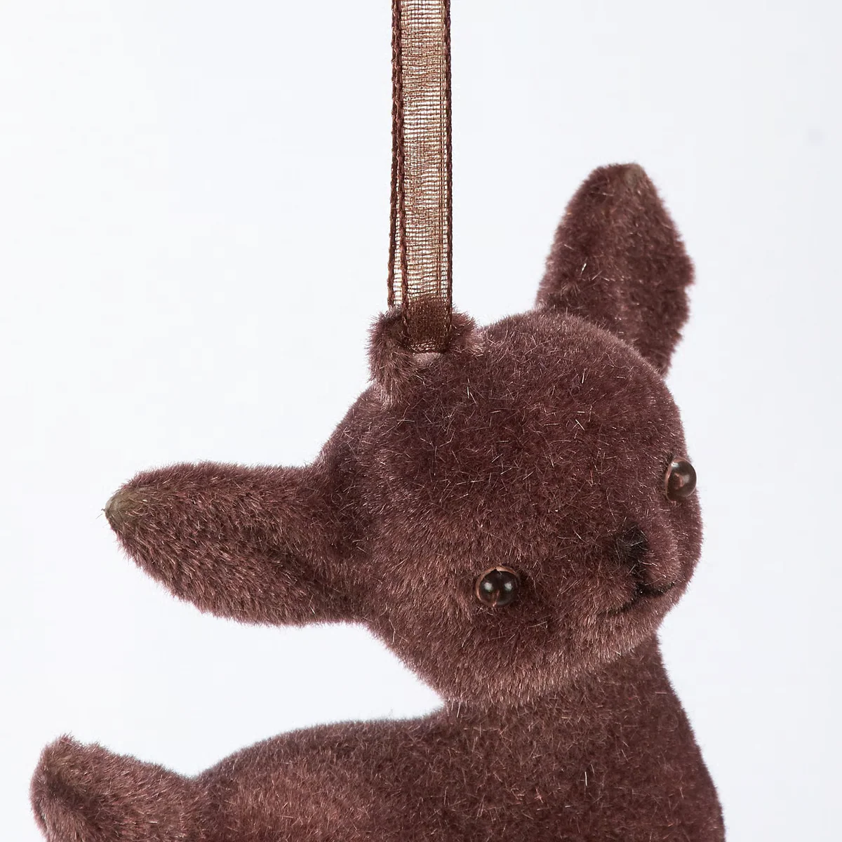 Set of 6 Flocked Deer Ornaments Three Shades - Image 8